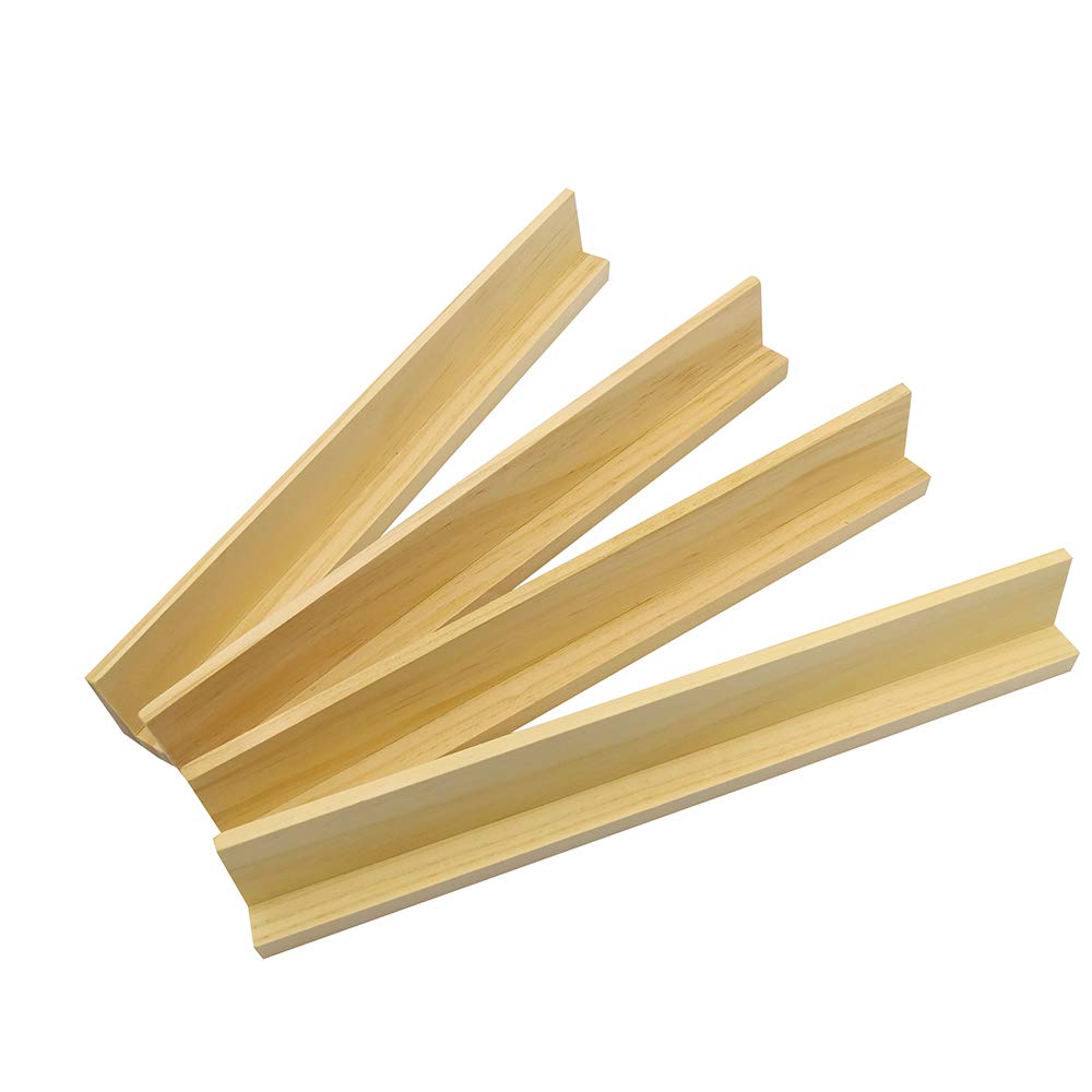 Yuanhe Wooden Domino Trays Set of 4 - 13.4 Racks for Domino Tiles, Mexican Train, Mahjong & More - Wood Color, Durable Holders