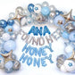 Blue Balloon Arch Kit, Blue And White Balloon Garland With 22 Inch Disco Ball Balloons Metallic Silver Star Foil Balloons, Silve