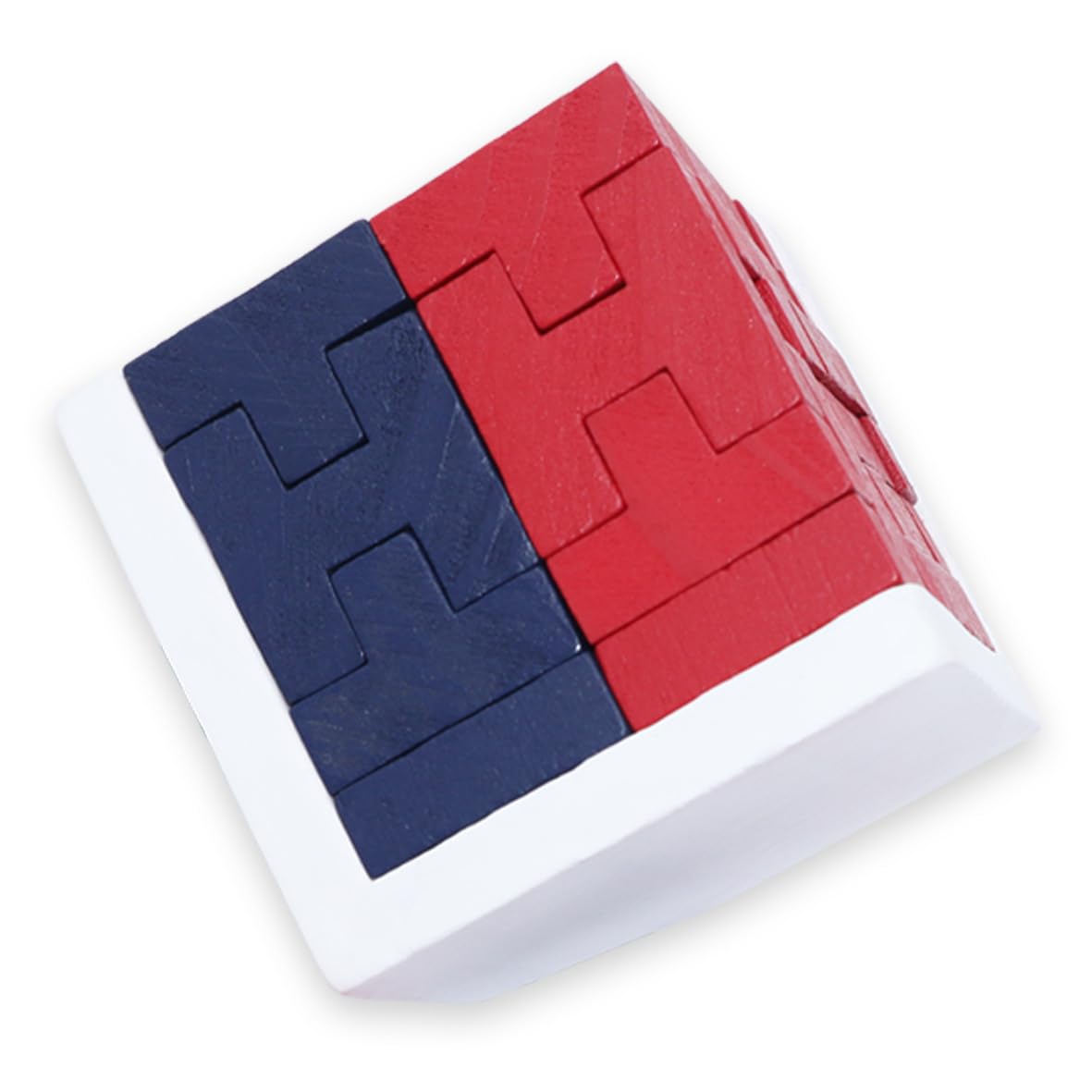 Wooden Brain Teaser Puzzle Cube Easter Basket Stuffers Wooden Puzzles T-Shaped Jigsaw Logic Puzzle Educational Toy For Kids And Adults By Ahyuan (Red And Black)