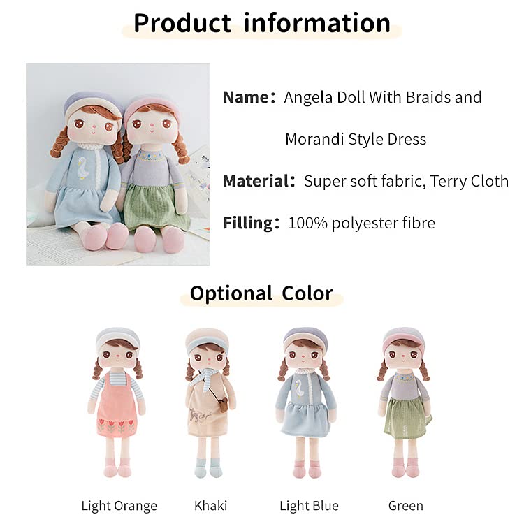 Gesuche 16 limited availability New MeToo Princess Doll  Cute Pigtail-Girl with a Hat Plush Doll  Soft Dolls Baby Doll Girl Gifts  Non-Toxic Soft Skin-Friendly PP Cotton Plush Stuffed Angela Doll (Khaki)