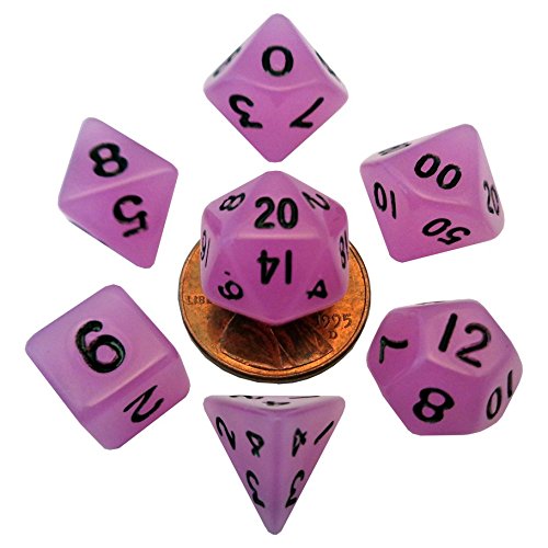 7-Set Mini: 10Mm: Glow Pu W/Bk Numbers