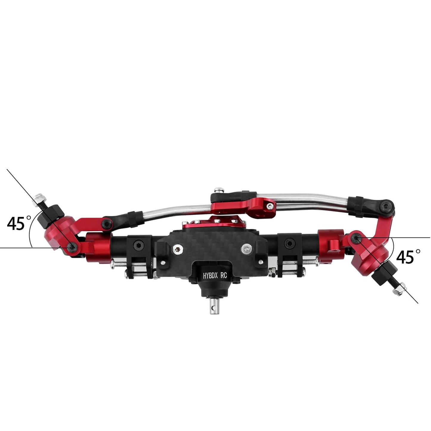 Hybdx Rc Cnc Aluminum Anodized Front And Rear Door Axle Kit Upgrade For 1/10 Rc Crawler Car Scx10 Ii 90046 90047 (Red Black)