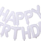 White Happy Birthday Balloons Banner, 3D Mylar Foil Letter Birthday Balloons With 2Pcs Daisy Balloons, Birthday Party Decoration