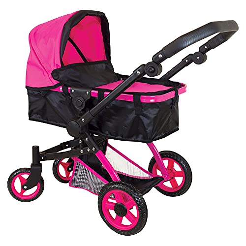 Lissi Urban Baby Doll Pram, Pink,Black Small