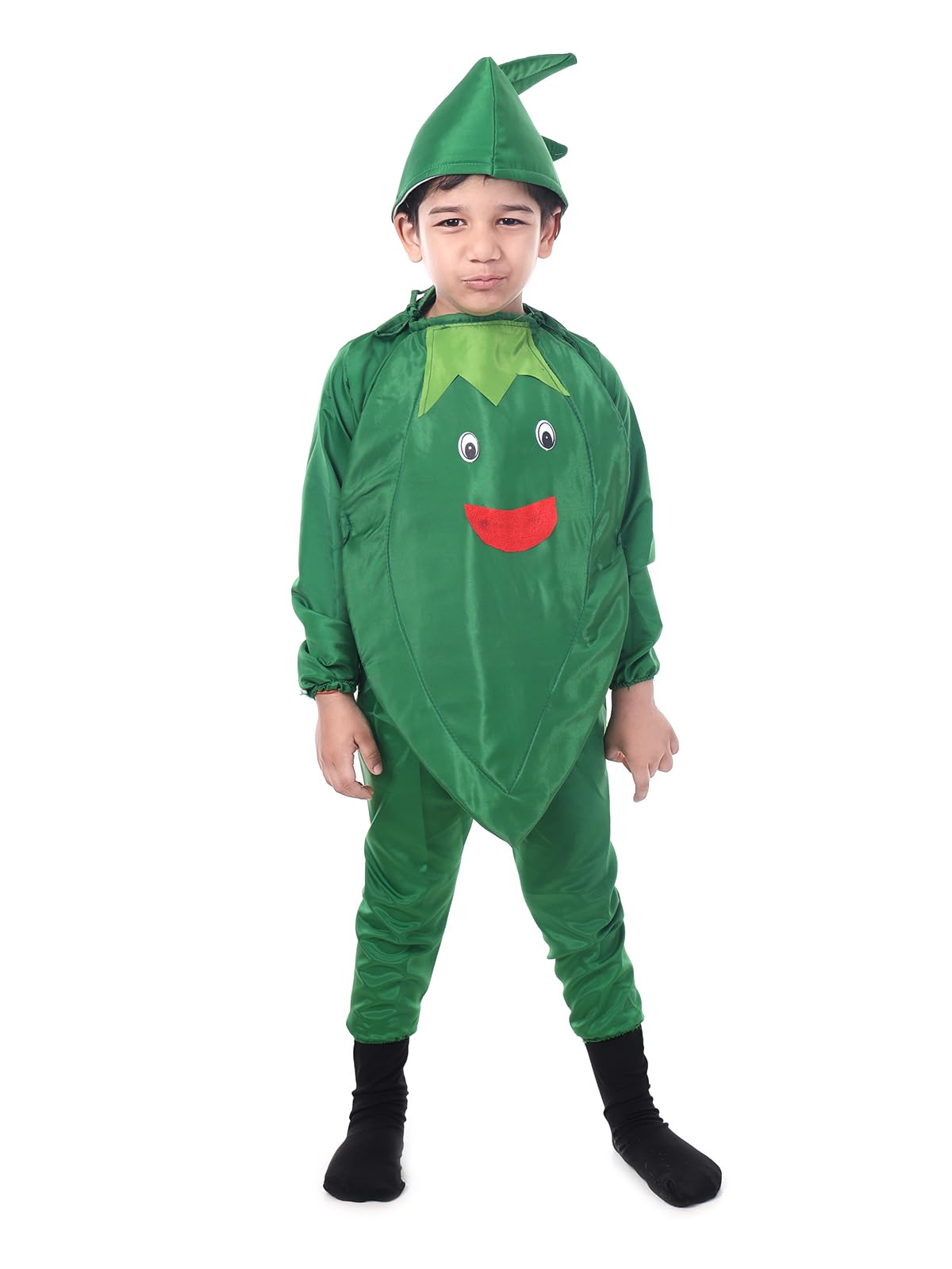 The Dance Bible Ladyfinger Fancy Dress With Jumpsuit For Kids 5-7 Years | Boys & Girls Vegetable Cutout Costume For School Funct