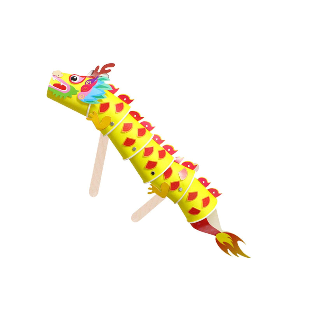 ATORSE Handmade Dragon Paper Cup Handcraft Art Craft Educational Toys for Activity Yellow