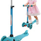 Chromewheels Scooter For Kids, Deluxe 3 Wheel Scooter For Toddlers 4 Adjustable Height Glider With Kick Scooters, Lean To Steer With Led Flashing Light For Ages 3-6 Girls Boys, Aqua