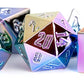 Metallic Dice Games Lic032 Metal Rainbow & White Aegis Dice - Set Of 7