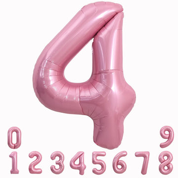 Toniful 40 Inch Light Pink Large Numbers Balloons 0-9, Number 4 Digital 4 Helium Balloons, Pink Foil Mylar Big Number Pastel Bal