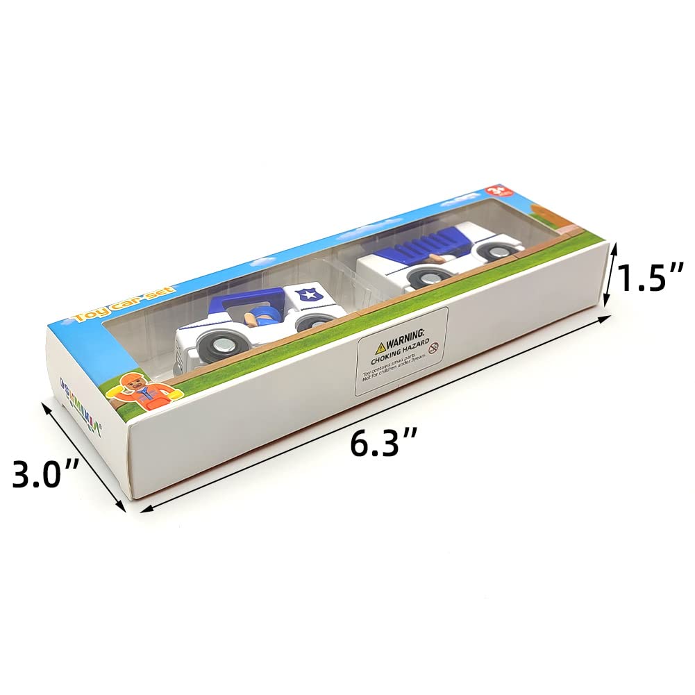 Wooden Train Cars Track Accessories Set Police Car With Light And Sound Small Vehicles Magnetic Train Cars Fit For Wooden Train