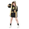 Child's 4 Pcs Boxing Champions Costume with Top, Shorts, Hooded Cape, Gloves Halloween Fancy Dress Boxer Uniform for Kids (Black