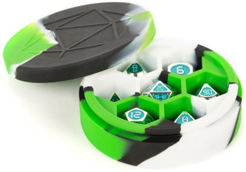 Metallic Dice Games Lic925 Silicone Round Dice Case - Gray, Black & White