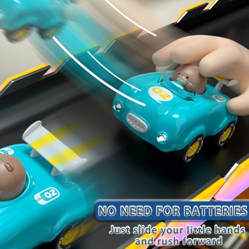 1-3 Years Old Kids Activated Light-up Car for Toddler -3-6 Years Old Inertia Drive Pull Back Car - Boys Girls Baby Birthday Xmas