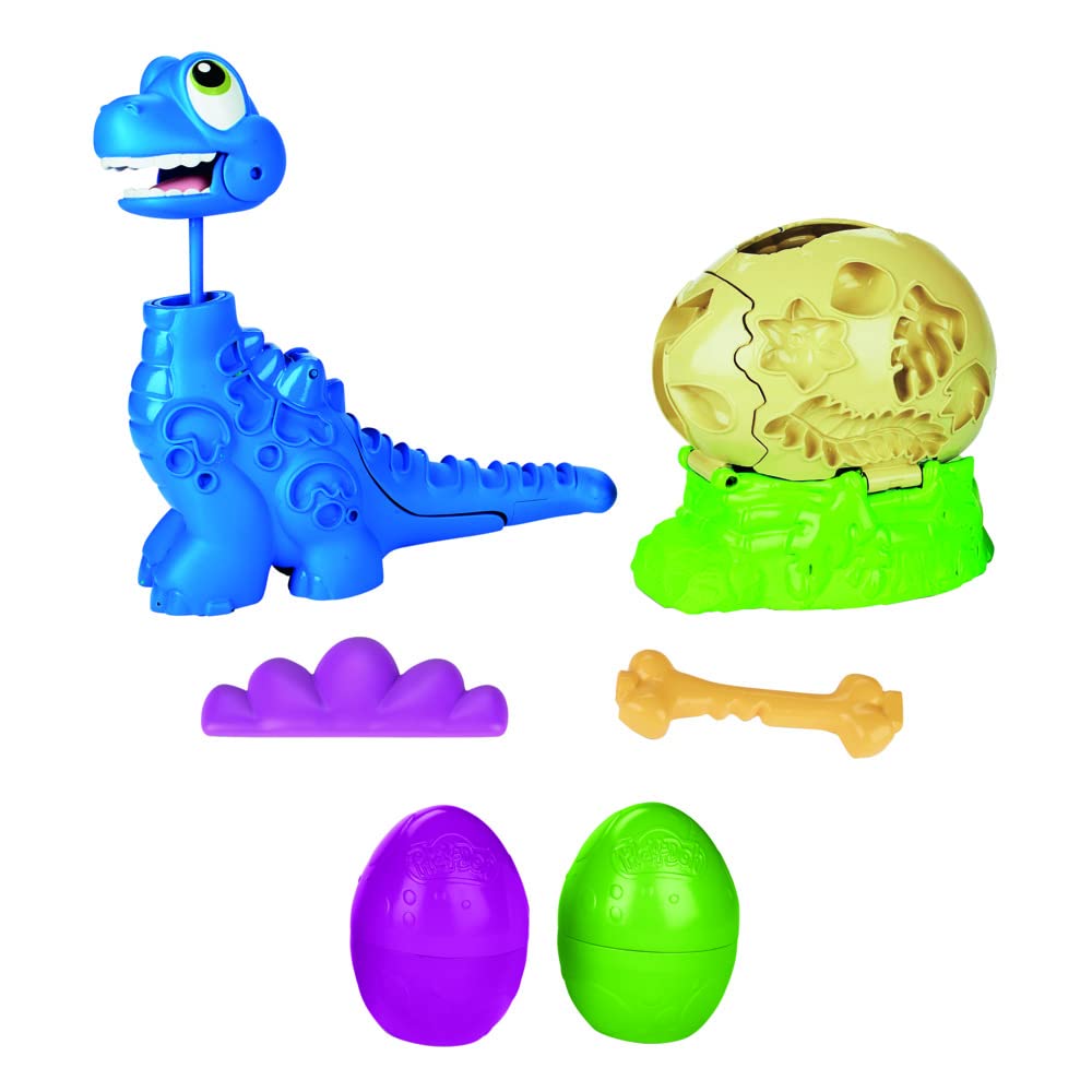 Play-Doh Dino Crew Growin Tall Bronto, Dinosaur Toys for Kids 3-5 with 2 Eggs