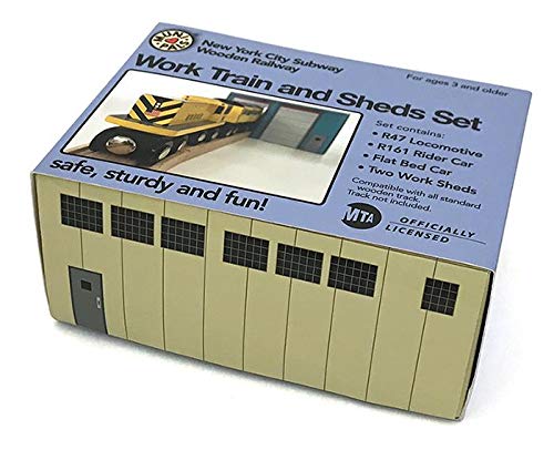Muni Pals Munipals New York City Subway Wooden Railway Work Train And Sheds Set-Child Safe And Tested Wood Toy Trains