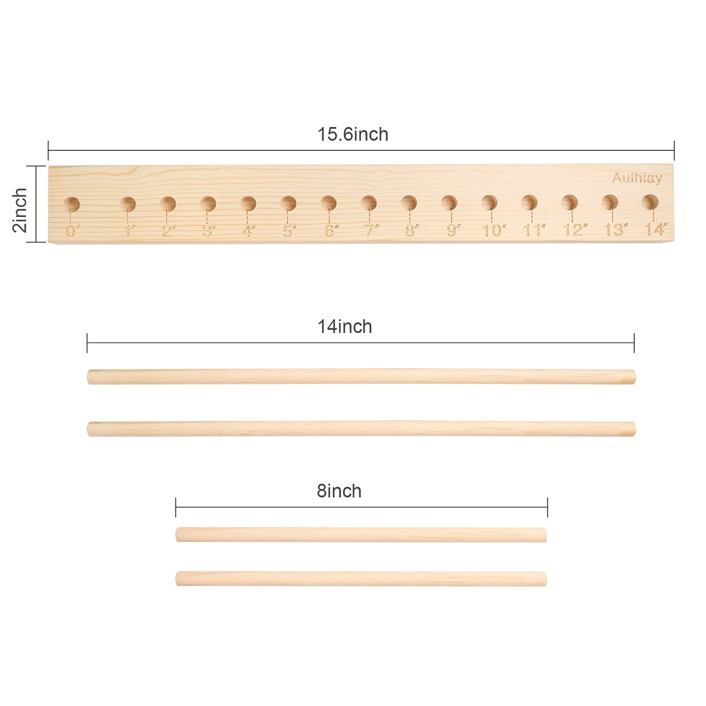 Auihiay 14 Sizes Adjustable Wood Balloon Sizer Ruler - Measurement Tool for Balloon Decorations, Arches, Columns, Rings, Towers