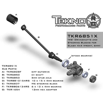 Tekno RC 6851x FRT M6 Drive Shafts/Steering Blocks