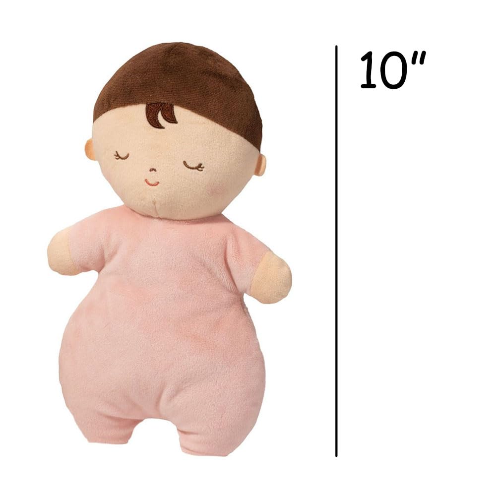 Baby Doll Play Set  Baby Hug Plush Stuffed Animal  Soft Doll with Swaddle  Personalized with Custom Name - 10 Inch (Brown Bunny)