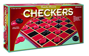Family Classics Checkers -- With Folding Board And Interlocking Checkers By Pressman