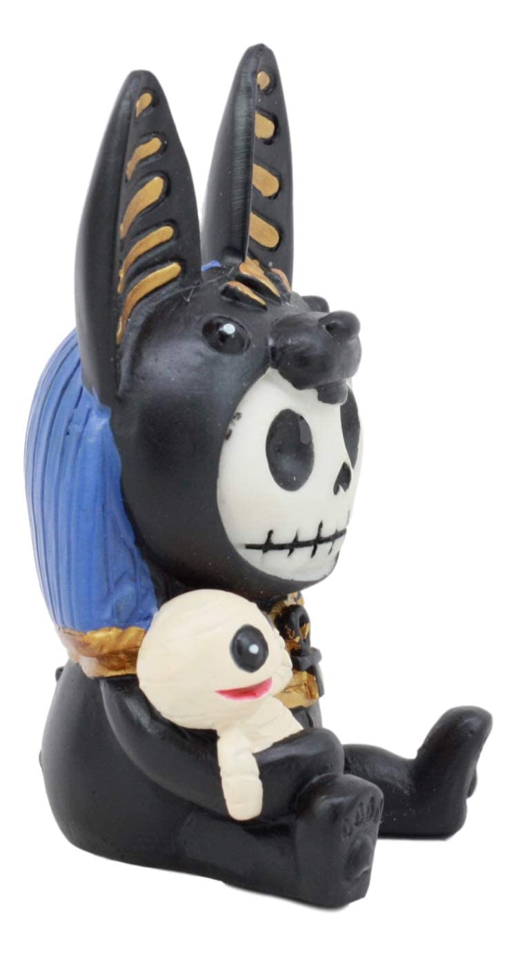 Ebros Furrybones Egyptian God Of Afterlife Anubis Figurine Small 3.25' Furry Bones Skeleton Monster Collectible Decor Statue Gothic Dod Anpu Jackal With Mummy Friend Themed Decorative Sculpture