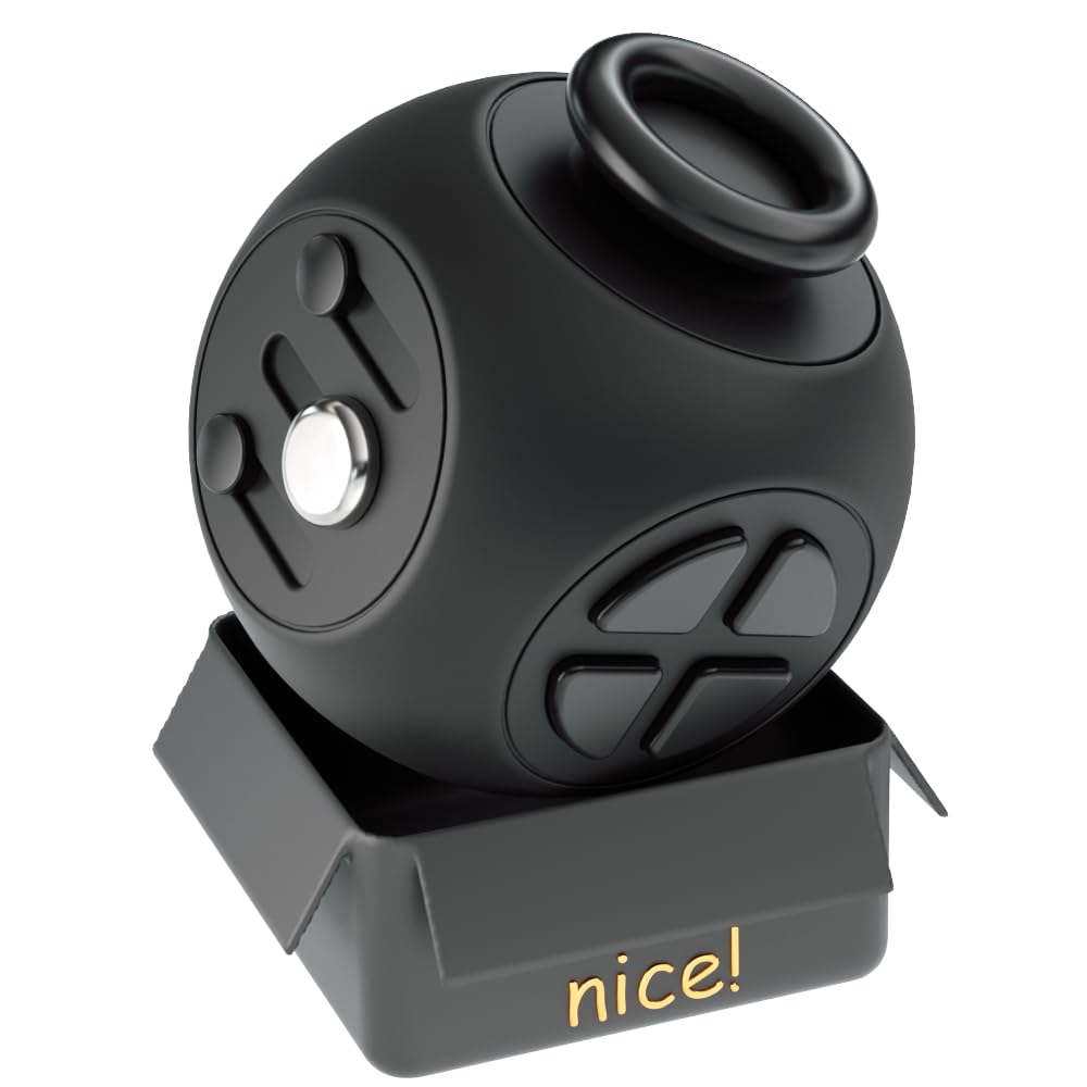 Evnojy Fidget Cube - Black Plastic Anxiety Toy for Stress Relief and F ...