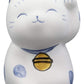 Ebros Japanese Good Luck And Fortune Charm Beckoning Cat Maneki Neko With Baby Bib Miniature Ceramic Figurine 2.5' Tall Welcoming Lucky Cats Symbol (White Maneki Neko With Blue Ears)