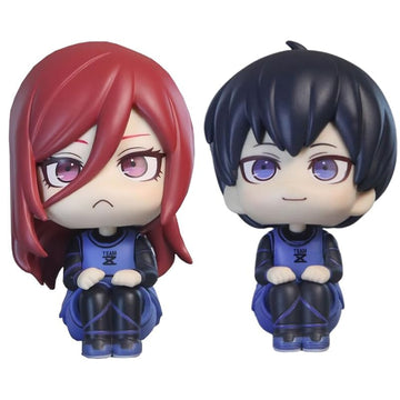 Puruuige 2Pcs Chigiri Hyoma+Isagi Yoichi Figure Anime Look Up Figurine 3.9'' Pvc Chigiri Hyoma Q Version Action Figure Model Cak