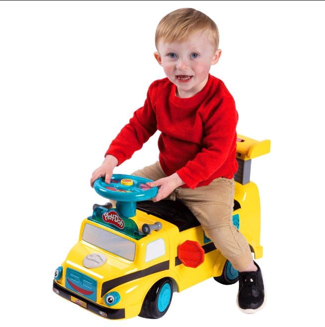 Play-Doh Activity School Bus - Push And Ride On Toy Car For Kids Up To 44 Lbs, Lights And Sounds. Includes Shape And Number Cutters, Play Doh Set, Kids Ride On Toy, Push Car For Girls And Boys