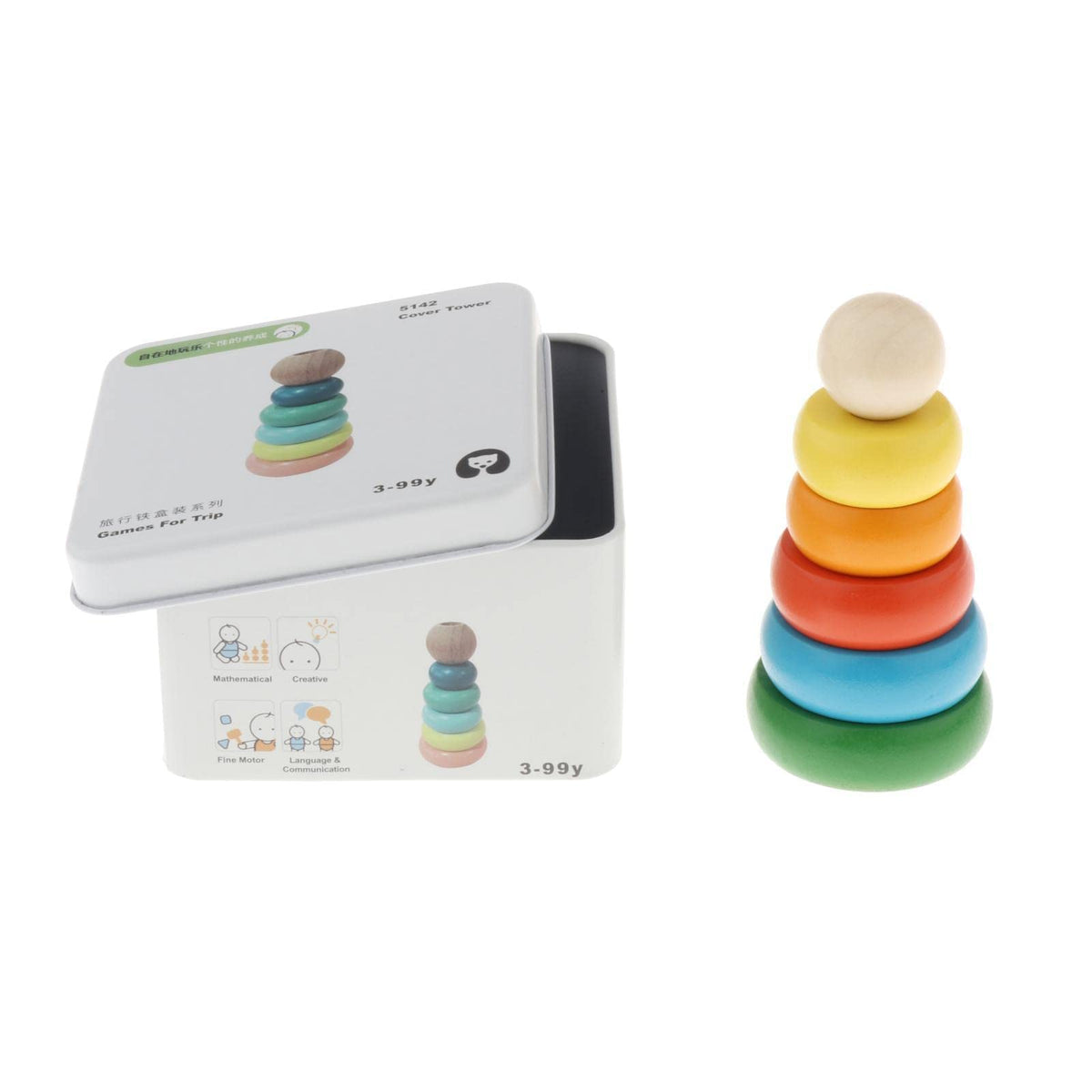 Ilsmysutra Wooden Geometry Block Game Toy Montessori Educational Toy Cover Tower|Toys For Baby|Developmental Baby Toys