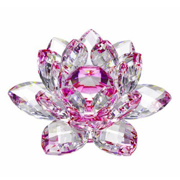 Amlong Crystal Hue Reflection Crystal Lotus Flower With Gift Box, Pink, 5 Inch