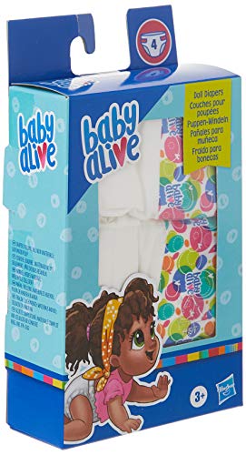 Baby Alive Doll Diaper Refill - 4-Pack Multicolor Accessories for Baby Dolls, Model E9119, Ideal for Ages 3+