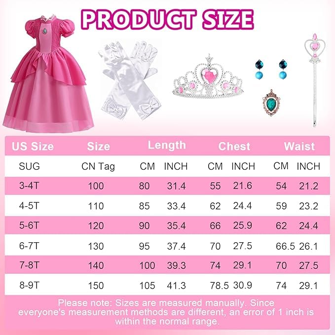 Wyb Girl Costume Dress Kid Cosplay Dress Up For 3-9 Years Girls Kids Outfits (5-6Y)
