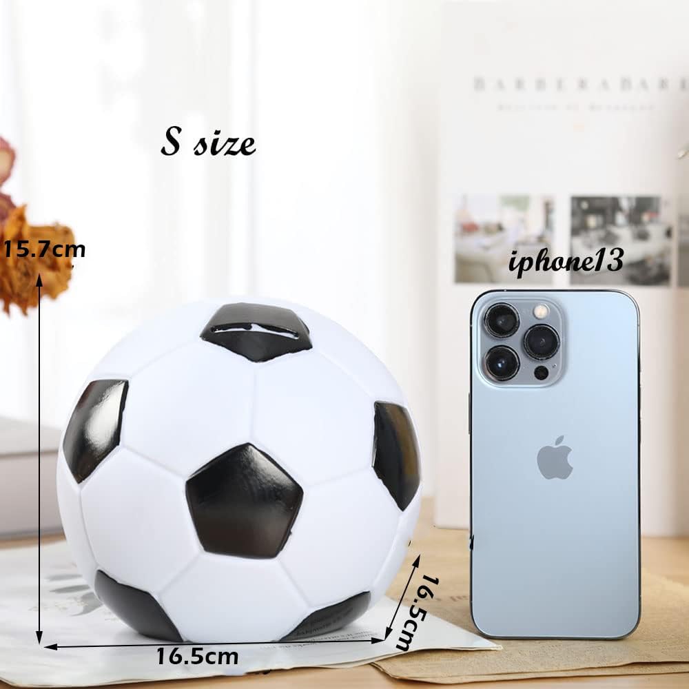 H&W Soccer Piggy Bank For Grils Boys, Shatterproof Football Sports Themed Coin Bank, Small Size, 2022 World Cup Soccer Gift For Kids(S Size)