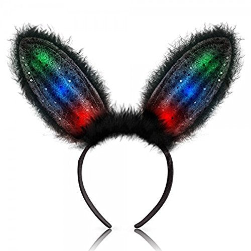 Black On Black Light Up Bunny Ears