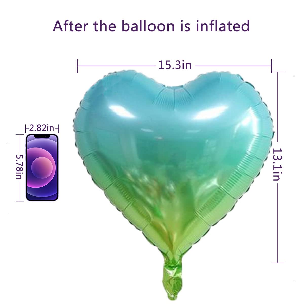 Stimulate Szxxzzmy 18 Assorted Gradient Color Heart Shaped Balloons 18 Inches 6 Kinds Of Rainbow Party Foil Balloons, Foil Ballo