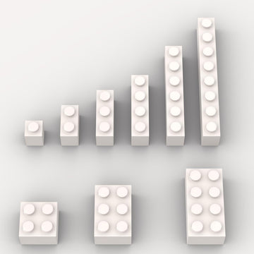 100 Piece White Bricks Bulk Assortment Pack, 9 Size White Classic Building Blocks Bricks, Compatible With Lego Parts And Pieces(