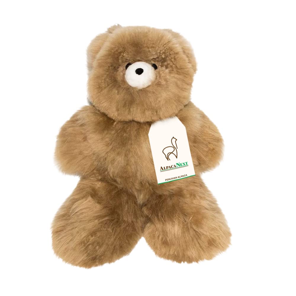 AlpacaNext Soft and Cuddly Baby Alpaca Teddy Bear - 18 inch. enhanced Alpaca Stuffed Animal Handmade on Genuine Alpaka Fur. Cute Bear (18 inches  Brown)