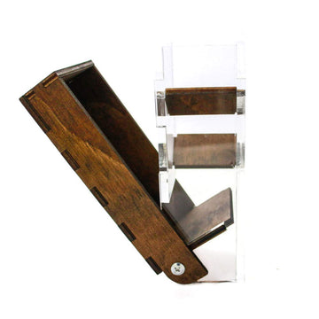 C4Labs Portable Draw Bridge Dice Tower - Walnut - Acrylic - Model DRWBRG-TWR-CLSC