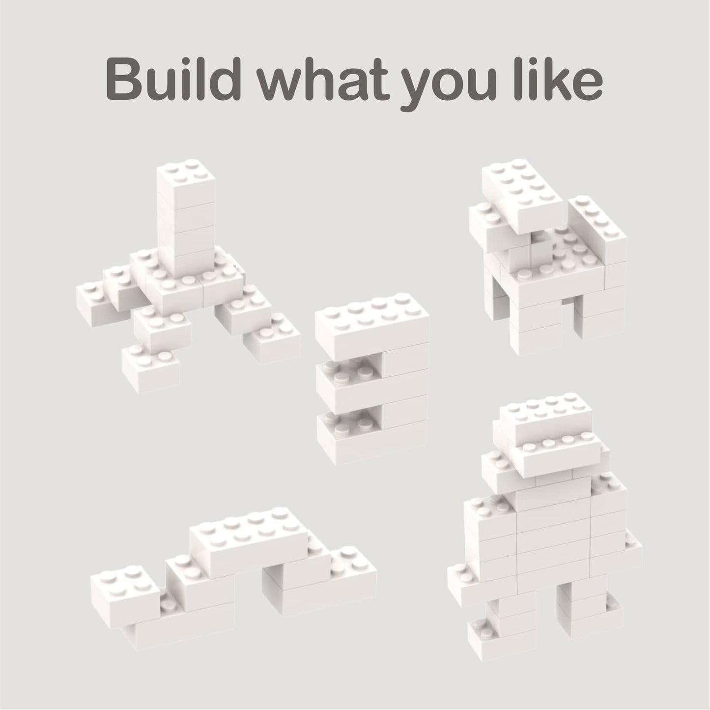 Classic Building Bricks 100 Pieces 2X4 White, Classic Brick Block Parts And Pieces 3001, Compatible With Lego, Age 6+ Creative B
