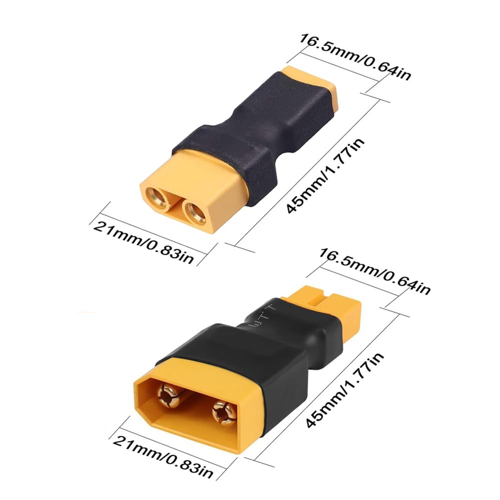 BABUVYA XT60 to XT90 Adapter,XT60 to XT90 Connector Without Wires RC LiPo Battery Connectors (XT60 to XT90 Male & Female Adapter
