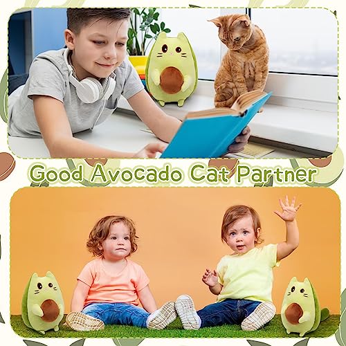 Leokawin Cat Stuffed Animal Avocado Pillow - Cute Kawaii Green Plush Toy Doll - Soft Gifts For Kids Boys And Girls