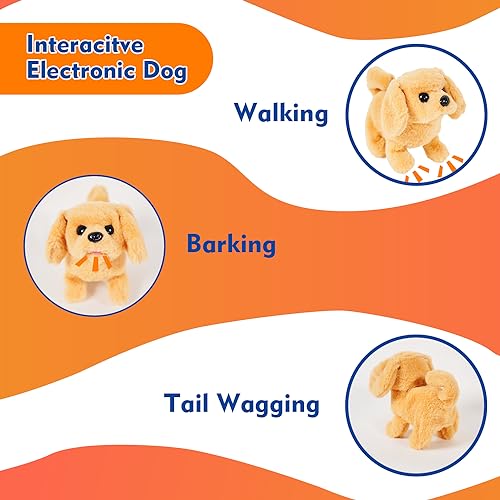 Kocacli Interactive Plush Puppy Toy Plush Golden Retriever Toy Puppy Electronic Interactive Dog - Walking, Barking, Tail Wagging