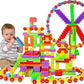 Pulsbery Creative Building Blocks Set With Wheel 150+ Pcs Colorful Interlocking Bricks For Kids Educational Toy For Boys & Girls