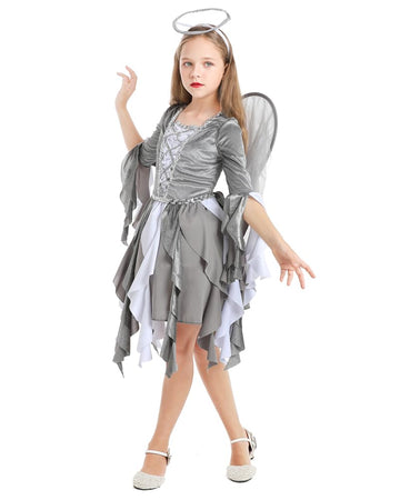 Seasons Girls Fallen Angel Costume Includes Glitter Halo,Dress And Wings (M(8-10))