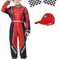 Treyrea Race Car Driver Costume Boys Racer Jumpsuit With Car Cap Kids Dress Up for Halloween (Red and Black  M(for height 50 -53 ))