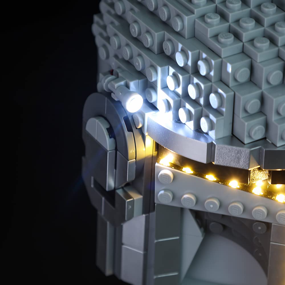 [Only Light Kit Included] Led Light Kit For The Mandalorian Helmet, Lighting Set Designed For Lego 75328 Building Blocks Model