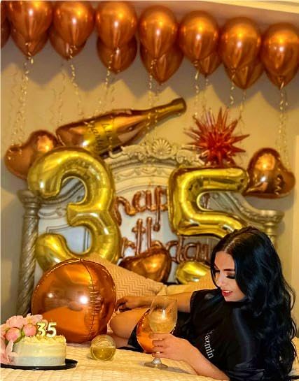Gold 40 Inch Large Number 5 Birthday Balloon, Five 5Th 15 25 35 50 55 Birthday Celebration Decorations, Foil 5 Mylar Helium Numb