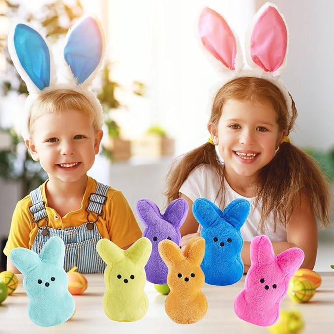 BOMBPARK 12PCS Cute Bunny Plush Toys,Easter Basket Stuffers Toys for Kids,Bunny Stuffed Animals,Easter Party Favors Gift for Gir