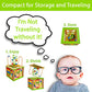 TOYVENTIVE Wooden Activity Cube - Montessori Sensory Toy for 1-2 Year Olds, Blue Table-Top Size, Perfect Birthday Gift with Bonus First Words Book