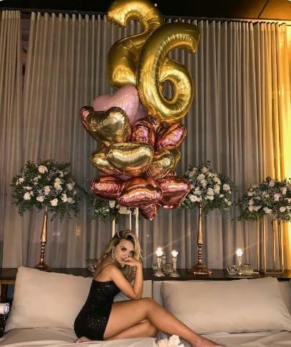 40 Inch Gold Mylar Foil Number 6 Birthday Balloon, Digital Balloons For 6 16 Boy Girl Party Decorations Supplies, Big Helium Bal